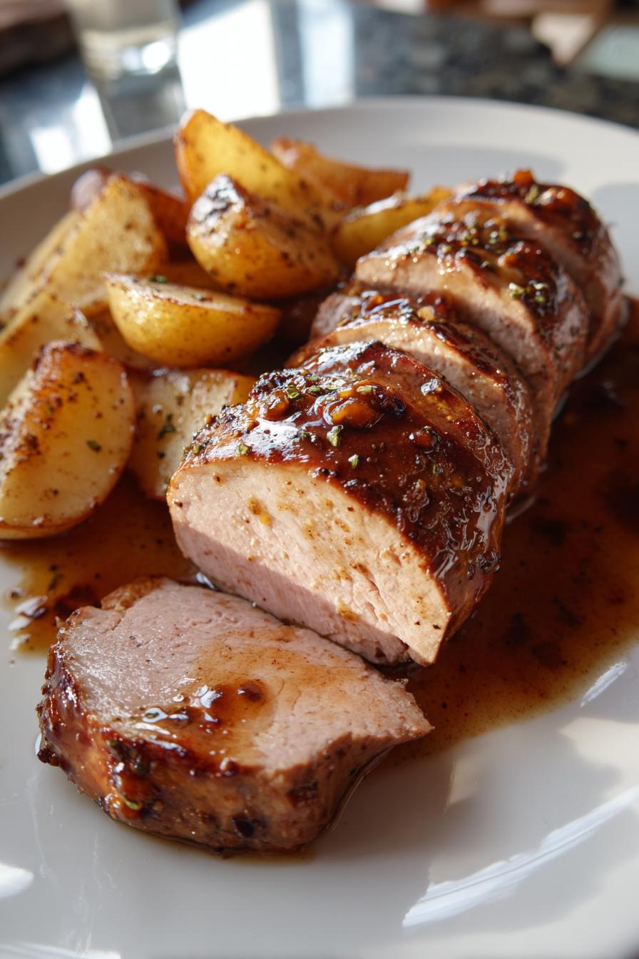 maple glazed pork tenderloin with apples - detail 1