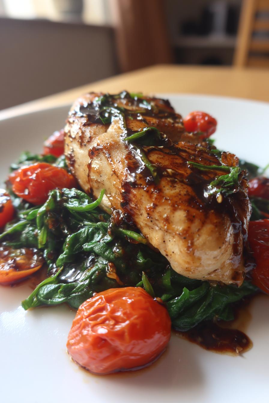 balsamic chicken breast with spinach and tomatoes - detail 2