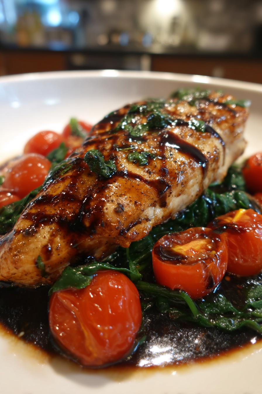 balsamic chicken breast with spinach and tomatoes