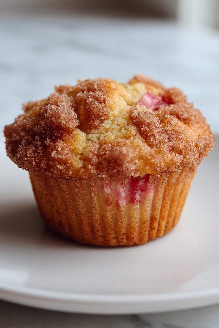 rhubarb muffins with cinnamon sugar topping - detail 2