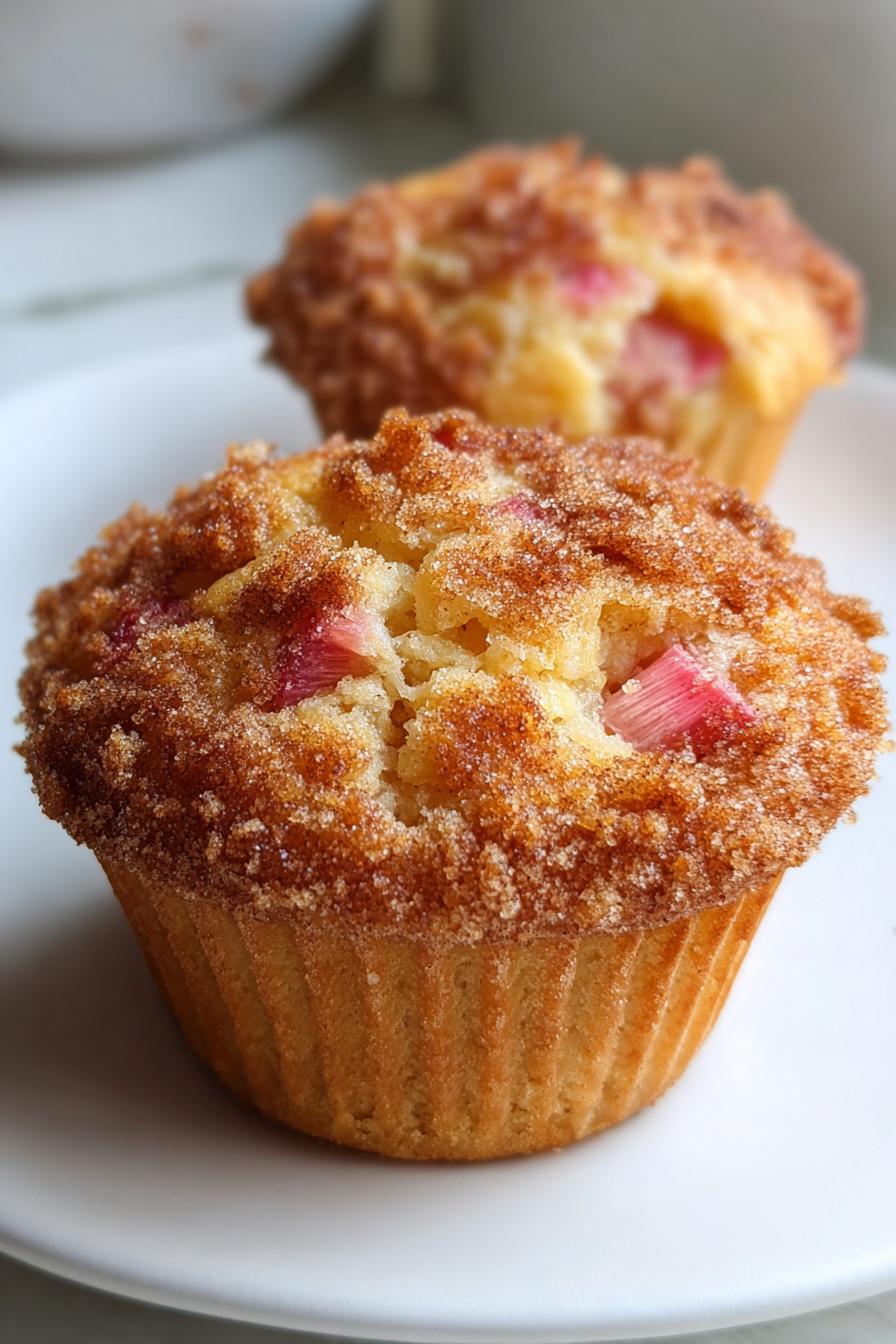 rhubarb muffins with cinnamon sugar topping